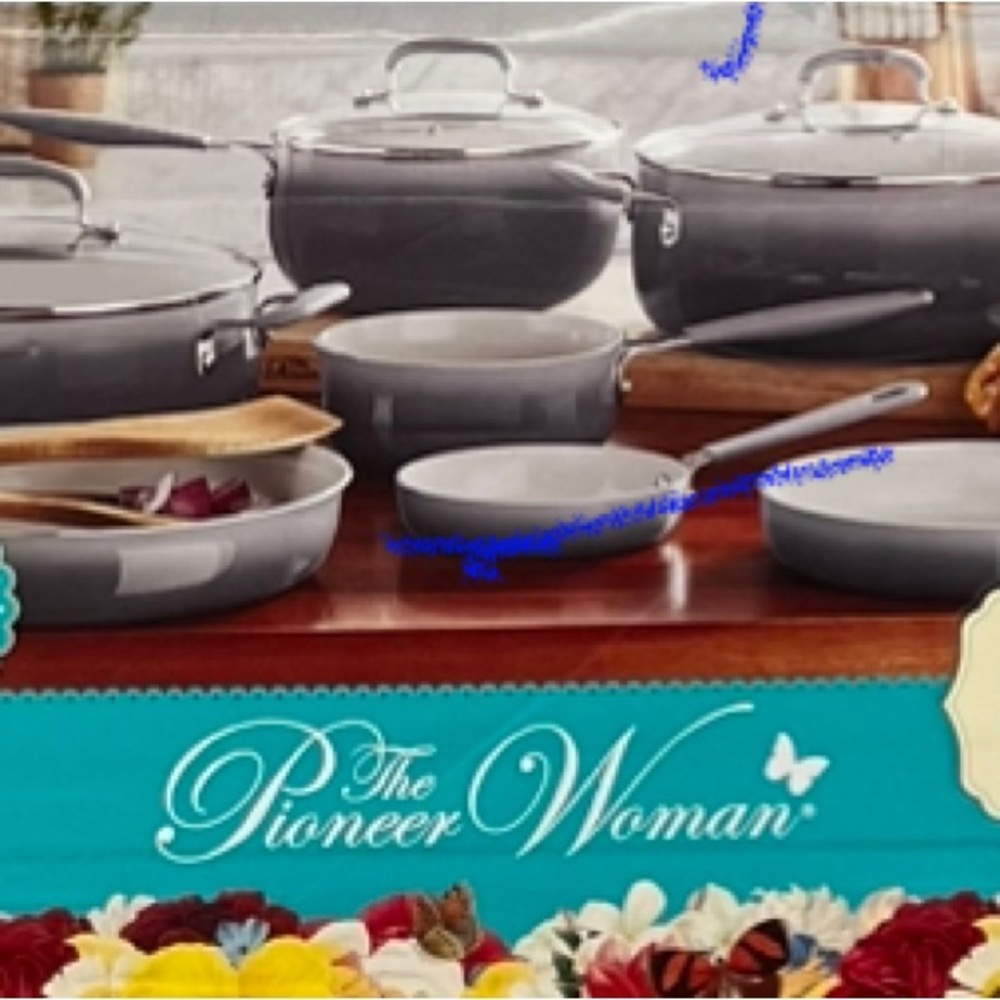 🌺 New Pioneer Woman 12-Piece Porcelain Enamel Classic Cookware Set, Ombre Gray - Picture 7 of 14